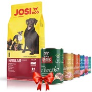 Josera JosiDog Regular 15kg + Fafik karma mokra mix smaków 6x400g + prezent JOSERA