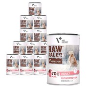 VetExpert Raw Paleo Adult Pork Monoprotein 400g x 12 - mokra karma z wieprzowiną dla psów + prezent RAW PALEO