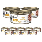 Brit Care Cat Pasztet z indyka z szynką 12x70g + prezent BRIT