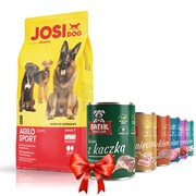 Josera JosiDog Agilo Sport 15kg + Fafik karma mokra mix smaków 6x400g + prezent JOSERA