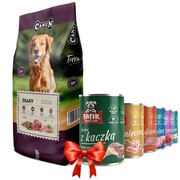 Canun Terra Diary dla psów dojrzałych i z nadwagą 18kg + Fafik karma mokra mix smaków 6x400g + prezent CANUN