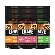 Crave Cat Pasztet mix 3 smaków 85g x 24 + prezent CRAVE