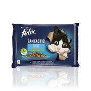 Felix Fantastic Adult w galaretce łosoś i pstrąg z warzywami 85g x 4 (multipak x 1) + prezent FELIX