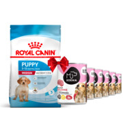 Royal Canin Medium Puppy 15kg + Koema Junior mix 3 smaków 400g x 6 + prezent ROYAL CANIN