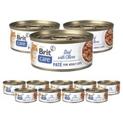 Brit Care Cat Pasztet z wołowiny z oliwkami 12x70g + prezent BRIT