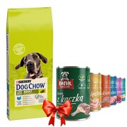 Dog Chow Adult Large Breed Turkey 14kg + Fafik karma mokra mix smaków 6x400g + prezent PURINA DOG CHOW