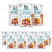 Brit Care Cat Pouch Sterilised Fileciki w sosie z królikiem 12x85g + prezent BRIT