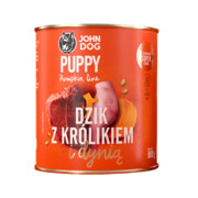 John Dog Pumpkin Junior dzik z królikiem i dynią 800g x 12 + prezent JOHN DOG