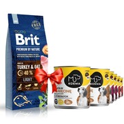 Brit Premium By Nature Light 15kg + Koema mix 3 smaków 800g x 6 + prezent BRIT
