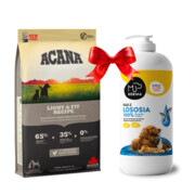 Acana Dog Adult Light and Fit 11,4kg + Koema Olej z łososia 1l + prezent ACANA