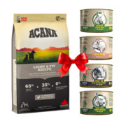 Acana Dog Adult Light and Fit 6kg + Benji's Planet Zestaw Degustacyjny 410g x 4 + prezent ACANA