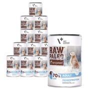 VetExpert Raw Paleo Adult Cod Monoprotein 400g x 12 - mokra karma z dorszem dla psów + prezent RAW PALEO