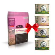 Acana Singles Grass Fed Lamb 11,4kg + Benji's Planet Zestaw Degustacyjny 410g x 4 + prezent ACANA