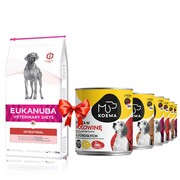 Eukanuba Veterinary Diets Intestinal 12kg + Koema mix 3 smaków 800g x 6 + prezent EUKANUBA