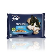 Felix Fantastic Adult w galaretce łosoś i płastuga 85g x 4 (multipak x 1) + prezent FELIX