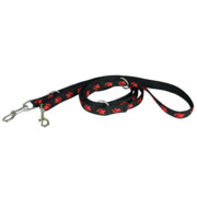 Chaba Smycz taśma łapki regulowana czarno czerwona 16mm/260cm + prezent CHABA