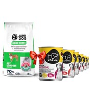 John Dog Good Form małe rasy Wieprzowina z wołowiną 3kg + Koema mix 3 smaków 400g x 6 + prezent JOHN DOG