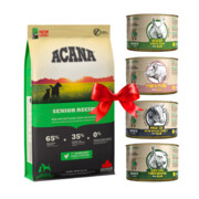 Acana Heritage Senior Dog 11,4kg + Benji's Planet Zestaw Degustacyjny 410g x 4 + prezent ACANA