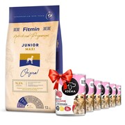 Fitmin Dog Maxi Junior 12kg + Koema Junior pakiet próbny 400g x 6 + prezent FITMIN
