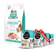 Brit Care Cat Grain-free Sterilized Urinary Health 2kg + Koema mus dla kota Pakiet próbny 400g x 4 + prezent BRIT