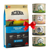 Acana Heritage Adult Dog All Breed 11,4kg + Benji's Planet Zestaw Degustacyjny 410g x 4 + prezent ACANA