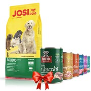 Josera JosiDog Solido 15kg + Fafik karma mokra mix smaków 6x400g + prezent JOSERA
