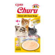 Inaba Cat Kremowy przysmak Churu Kurczak z serem 56g (4 szt.) + prezent INABA