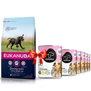 Eukanuba Growing Puppy Large & Giant Breed 15kg + Koema Junior pakiet próbny 400g x 6 + prezent EUKANUBA