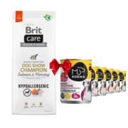 Brit Care Hypoallergenic Show Champion Salmon & Herring 12kg + Koema mix 6 smaków 400g x 6 + prezent BRIT
