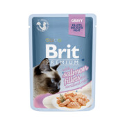 Brit Premium Cat Adult Pouch Sterilised Fileciki w sosie z łososiem 12x85g + prezent BRIT