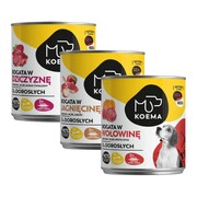 Koema 90% mięsa mix 3 smaków 800g x 6 (dziczyzna, jagnięcina, wołowina) + prezent KOEMA