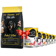 Fitmin Dog For Life Adult Mini 12kg + Koema 90% mięsa mix 6 smaków 400g x 6 + prezent FITMIN