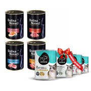 Dolina Noteci Premium MIX 4 smaków(cielęcina, łosoś, kaczka oraz jagnięcina) 400g x 4 + Koema mus dla kota Pakiet próbny 400g x 4 + prezent DOLINA NOTECI