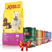 Josera JosiDog Mini 10kg + Fafik karma mokra mix smaków 6x400g + prezent JOSERA