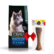 Farmina Cibau Adult Dog Sensitive Medium & Maxi Fish 14kg + kość Koema + prezent FARMINA