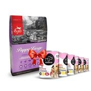 Orijen Puppy Large Breed 11,4kg + Koema Junior karma mokra 93% mięsa - 6x400g + prezent ORIJEN