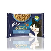 Felix Sensations Sauce Surprise łosoś morski i sardynki 85g x 4 (multipak x 1) + prezent FELIX