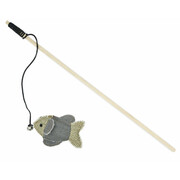 Barry King Drewniana wędka z rybką z mocnego materiału jasnoszara/kremowa 40cm + prezent BARRY KING