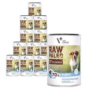 VetExpert Raw Paleo Puppy Cod Monoprotein 400g x 12 - mokra karma z dorszem dla szczeniąt + prezent RAW PALEO
