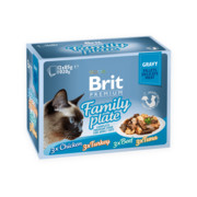 Brit Pouch Family Plate Fillet in gravy 85g x 12 (multipak x 1) + prezent BRIT
