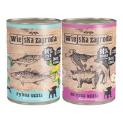 Wiejska Zagroda dla szczeniąt Mix 2 smaków 36x400g + prezent WIEJSKA ZAGRODA
