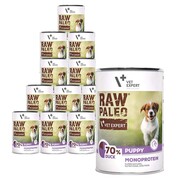VetExpert Raw Paleo Puppy Duck Monoprotein 400g x 12 - mokra karma z kaczką dla szczeniąt + prezent RAW PALEO