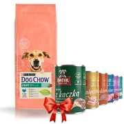 Dog Chow Adult Light Turkey 14kg + Fafik karma mokra mix smaków 6x400g + prezent PURINA DOG CHOW