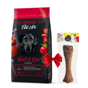 Fitmin Dog For Life Beef & Rice 12kg + kość Koema + prezent FITMIN