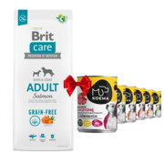 Brit Care Grain-free Adult Salmon 12kg + Koema mix 3 smaków 800g x 6 + prezent BRIT