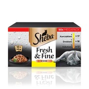 Sheba Fresh & Fine Drobiowe smaki w sosie 50 x 50g (multipak x 1) + prezent SHEBA