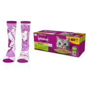 Whiskas Adult Mix Smaków w galaretce 85g x 40 (multipak x 1) + skarpetki rozmiar 36-38 + prezent WHISKAS