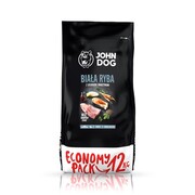 John Dog średnie i duże rasy Biała ryba z łososiem 12kg + prezent JOHN DOG