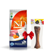 Farmina N&D GF Adult Medium & Maxi Dog Pumpkin Lamb & Blueberry 12kg + kość Koema + prezent FARMINA