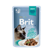 Brit Premium Cat Pouch Fileciki w sosie z wołowiną 12x85g + prezent BRIT